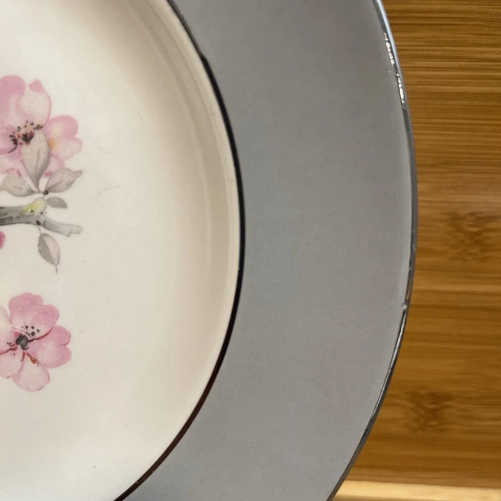 Vintage 1953 Homer Laughlin Cavalier Eggshell Dinner Plate Set CV17 Gray Floral
